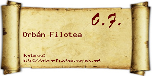 Orbán Filotea névjegykártya